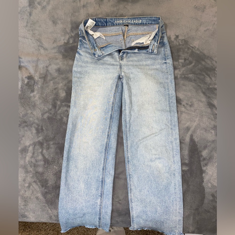 American eagle cut off straight leg mom jeans